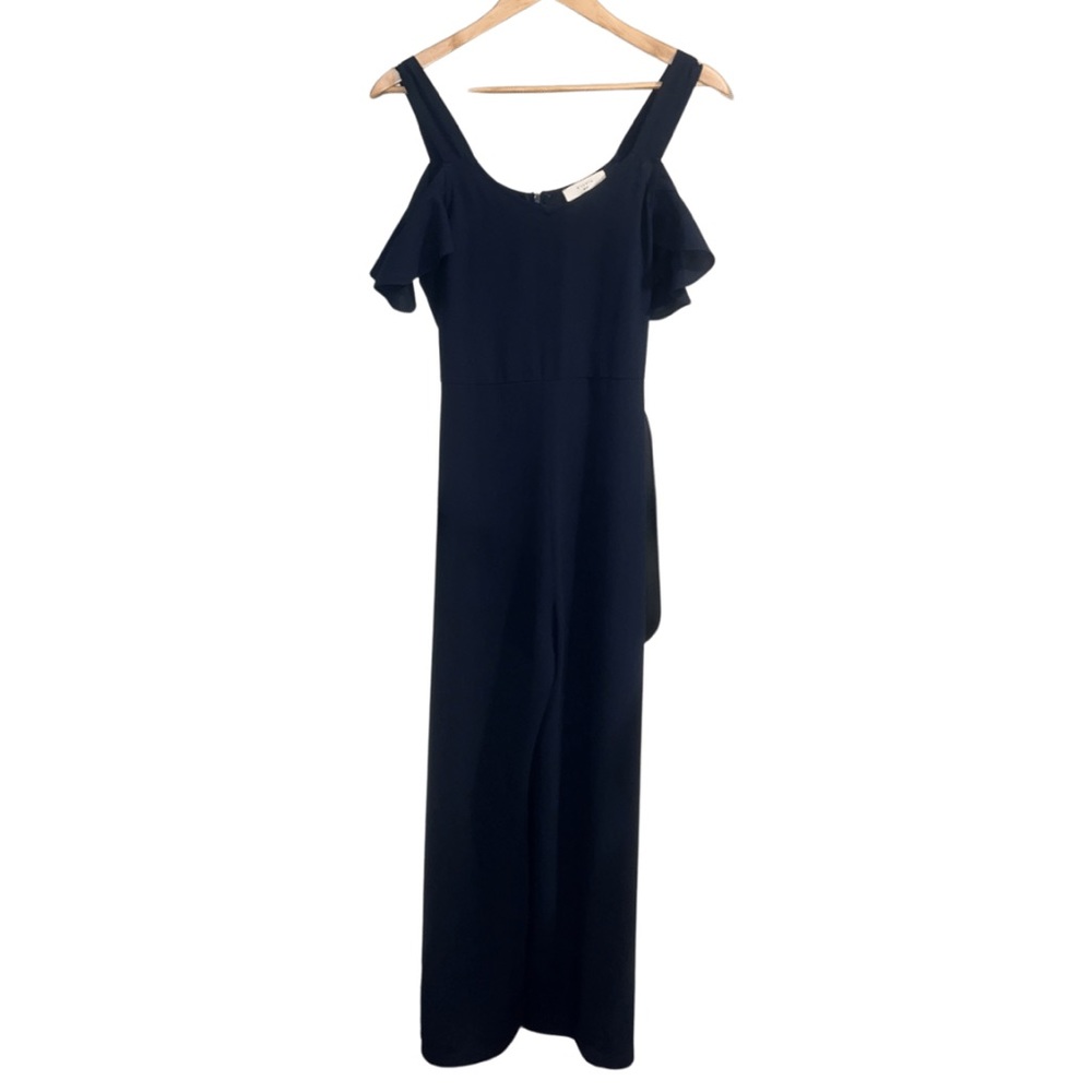 ♻️Elodie Navy Off the Shoulder Wrap Jumpsuit
